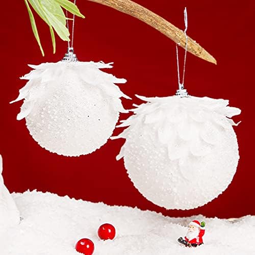 Stoyrb 6 PCS קישוטי כדור חג מולד 3.9in עץ חג המולד עץ עץ עץ עץ כדורים דקורטיביים קביעת קצף נצנצים לבן שלג כדורים