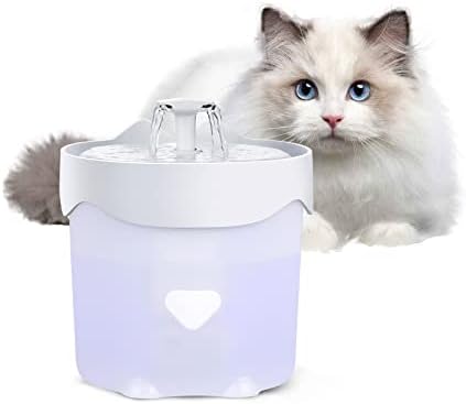 מזרקת מים לחתולים מזרקת מים חמודה ושקטה במיוחד לחתולים בפנים, מזרקת מים חתלתולים 1.4L, מתקן קערות