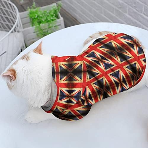 דגל בריטי חתול חולצה מקשה אחת תחפושת כלבים אופנתית עם אביזרי חיית מחמד כובע