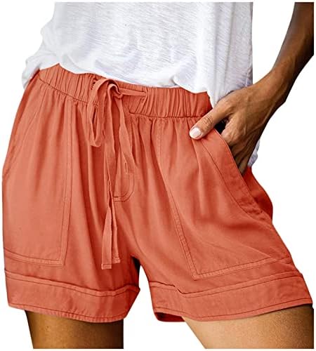 נשים שורשיות פלוס מכנסיים קצרים בגודל קז'ואלים רגילים מותניים רגילים משיכת כיסים קיץ חוף קלים מכנסי טרקלין