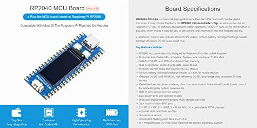 WAVESHARE RP2040-LCD-0.96 לוח MCU דמוי PICO בעל ביצועים גבוהים מבוסס על מיקרו-בקר RPI RP2040 תואם לרוב התוספות