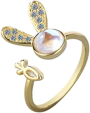 2023 תכשיטי אבן ארנב חדשים מזוגג טבעת זוהרת טבעת צנון טבעות סינתטיות לטבעת ליידי
