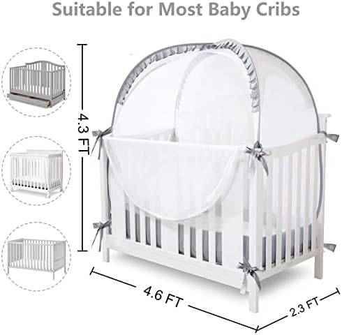 אוהלי עריסה בטיחותית של JONINSI כדי לשמור על פעוטות, קופץ חופה מיטת כיסוי יתושים לתינוקות לתינוק