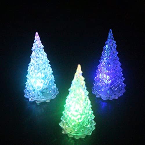 צעצועים 8 יחידות עורים עצי חג המולד מדליקים עצי חג המולד אקריליים צבועים במנורה קישוטים אור צבעוניים