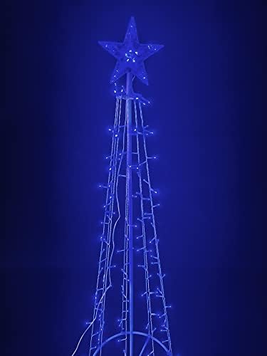 עץ דקורטיבי מתכת LED עם כוכב עליון - כחול