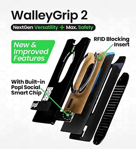 Walleygrip 2.0 ארנק טלפון מגנטי All-in-One, אחיזת לולאת אצבעות נוחה ועמדת קיקסטנד הניתנת לניתוק Magsafe RFID מחזיק