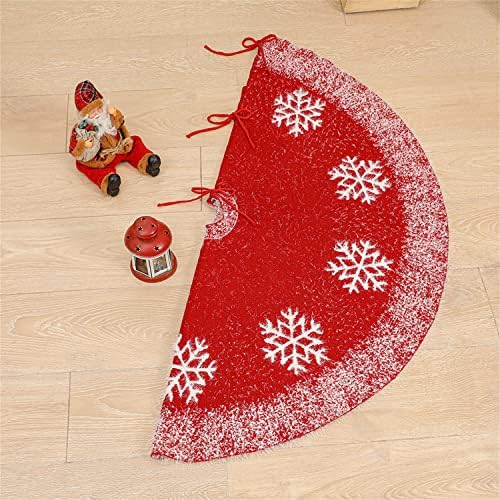 חצאית עץ חג המולד סרוג 48 חצאית עץ חג המולד, כיסוי בסיס עץ חג המולד אדום עם דפוס איילים פתיתי שלג, עיצוב