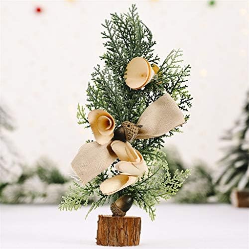 11.8 עץ חג מולד מלאכותי עם בסיס עץ, עץ חג מולד קטן בשולחן השולחן עם בלוטים, עצי אורן מיני 30 סמ