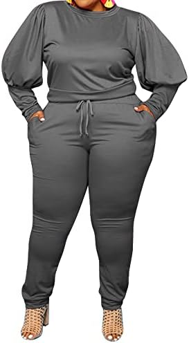 ג ' ולי בתוספת גודל שתי חתיכה תלבושות עבור נשים סווטשירט ומכנסיים ארוכים אצן טרנינג סט מוצק צבע אימון
