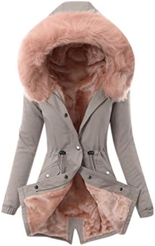 RMXEI Ladies מעיל נשים חורף חורף ז'קט ארוך ועבה עם מעיל ברדס