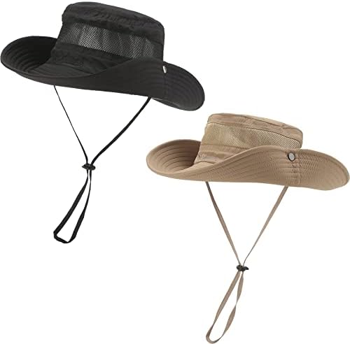 כובעי שמש של Rosdkcru לגברים רחבים שוליים נשים דיג חוף דיג חיצוני ספארי בוני כובע UPF 50+ הגנה