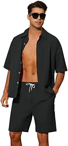 לארס אמדאוס הוואי סטים לשרוולים קצרים לגברים כפתור מטה ומכנסיים קצרים חליפת קיץ 2 חליפות