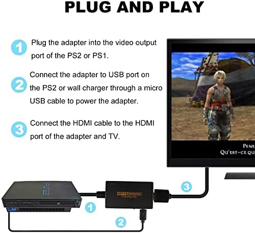 ממיר PS2 ל- HDMI, תמיכה במתאם המרה 1080p ו- 720p עבור PS2/PS1