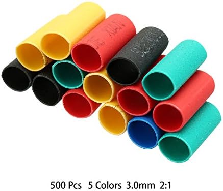 AEXIT 500 יחידות 2: 1 צינורות חום מכווץ צינור צינור שרוול כבל חוט 5 צבע צינורות פלסטיק 3.0 ממ