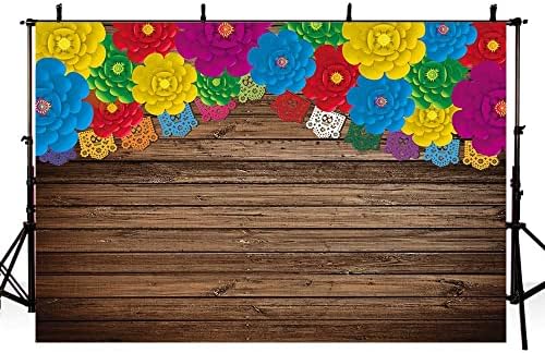 אייבין 8 * 6 רגל מקסיקני פיאסטה תמונה רקע כפרי עץ צבעוני פרחים דגלי צילום רקע יום הולדת פסטיבל מסיבת קישוטי באנר