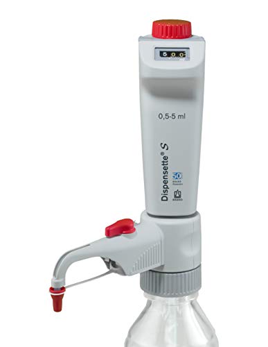 BrandTech Scientific 4600331 Dispensette S Digital Bottletop מתקן עם שסתום מחזור, קיבולת 0.5 ml-5 מל