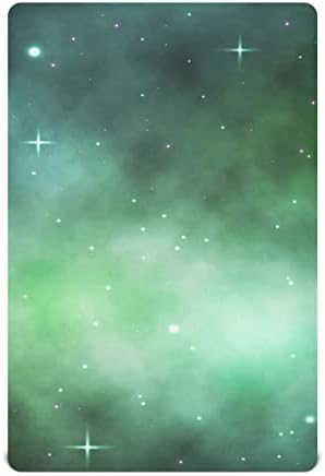Space Galaxy Green Cit Sheets for Boys Girls Pack n Play Shee גיליון רך נושם מיני עריסה 39 x 27