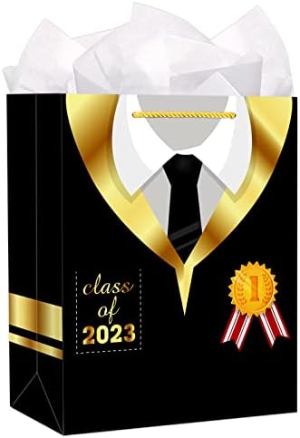 שקית מתנה ללימודים D24 זמן 2023 עם נייר טקמות עטיפה 11.5 תיק מתנה גדול ברכות גדול