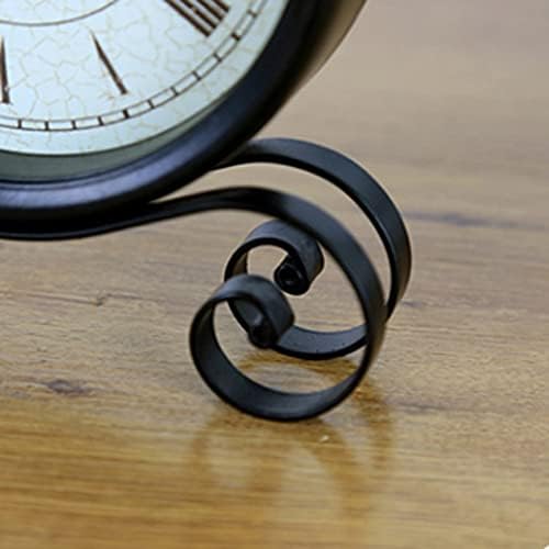 שעון שולחן מתכת רטרו של UXZDX, שעון שולחן רטרו עגול לסלון, שעון שולחן מיושן יצירתי