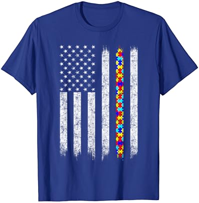 אוטיזם מודעות אמריקאי דגל חולצה