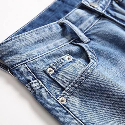 מכנסי ג'ין קצרים במצוקה של גברים, ג'ינס קרוע מזדמנים, מכנסיים קצרים שנשטפו חור שבור מכנסיים קצרים קלאסיים