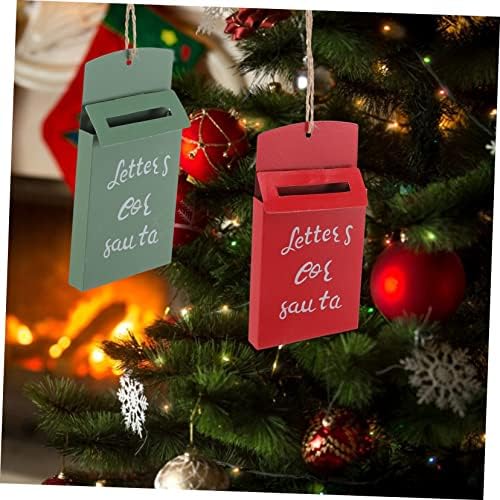 ABOOFAN 2PCS תיבת דואר מכתבי סנטה מיני מסיבת דואר לחג המולד תליית פריסה עץ דקורטיבי קישוטי רטרו וינטג