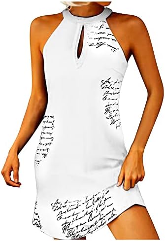 IQKA נשים שמלת הלטר אופנתית הדפסת מכתב שמלה משמרת שמלת קיץ ללא שרוולים מזדמנים שמלות מיני קצרות רופפות