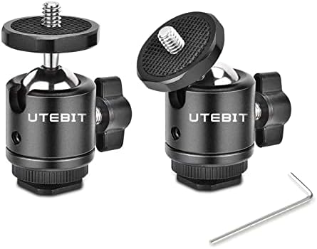 UTEBIT 2 Pack Mini Ball Head עם 1/4 אינץ 'מתאם הנעליים חמות מקסימום עומס 5.5lb 360 ° ראש חצובה מסתובב ראש כדור