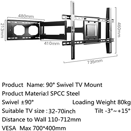 Walnuta Motion Full TV Wall Mount Mountet תמיכה 32 ''-70 '' מסך חזק יותר עומס גדול יותר עד 80 קג