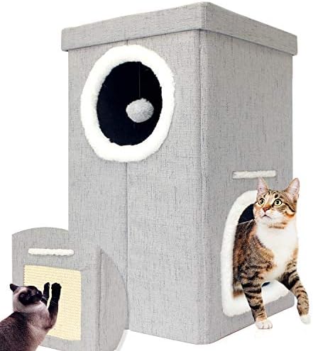 אספקת חיות מחמד במרכז העיר בית חתולים ברמה 2-דירת חתולים מודרנית ומיטת חתלתולים-מיטת קוביות חתול