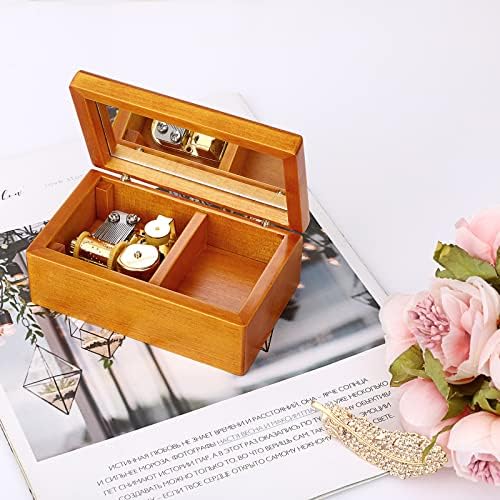 קופסת מוסיקה וינטג 'של אלדו, קופסת תכשיטים מוזיקלית מעץ עם שיקוף, קופסת תכשיט קטן מתנה רומנטית לנשים