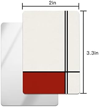 אדום צבע בלוק קומפקטי מראה בתפזורת מיני כרטיס מראה, גיאומטריה אמצע המאה רטרו שחור קווים קטן קומפקטי מראה עבור ארנק,