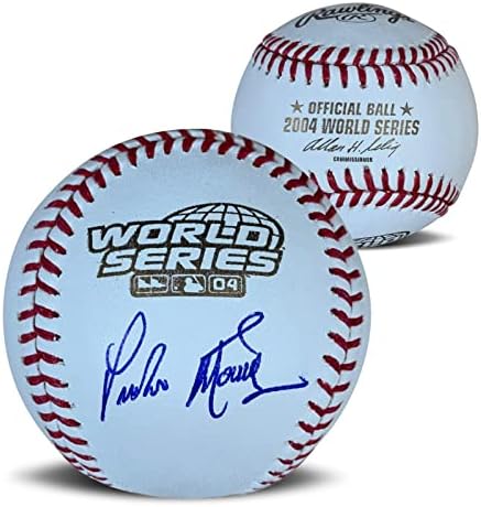 פדרו מרטינז חתימה 2004 סדרה עולמית חתמה על בייסבול JSA COA עם מקרה - כדורי בייסבול עם חתימה