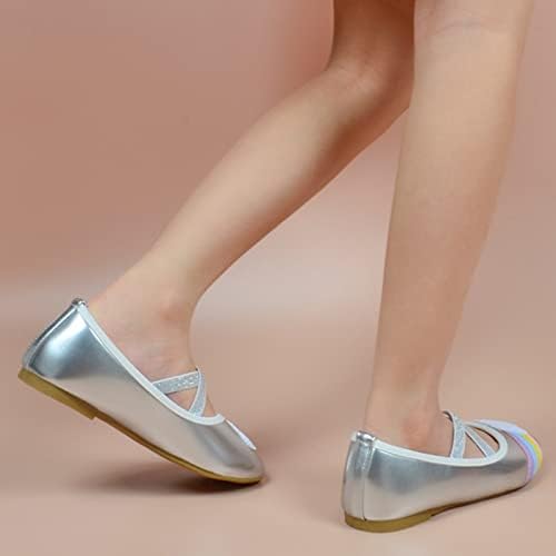 נעלי בנות נעלי ילדים נעלי קריסטל שטוחות עם נצנצים קשר קשת, נעלי ריקודים בנות Baiyun נעליים שטוחות קשת