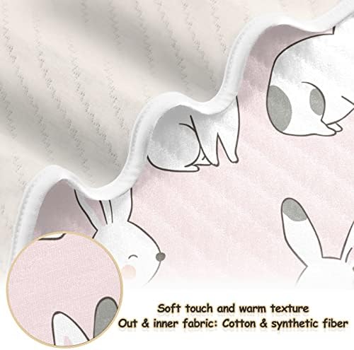 שמיכת חוטף ארנב חמוד בצבע ורוד צבע כותנה כותנה לתינוקות, קבלת שמיכה, שמיכה רכה קלה רכה לעריסה,