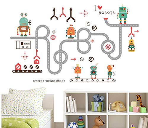 כפפת עץ קיר מדבקות בית תפאורה רובוטים רובוט ילדים משתלת תינוק חדר ילדים מדבקות בני חדר בני נוער