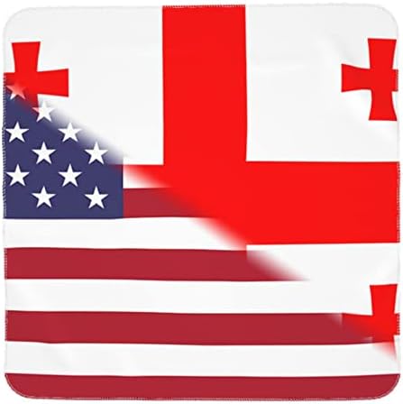 דגל אמריקאי ודגל גרוזיני שמיכה לתינוקות מקבלת שמיכה לעטיפת כיסוי חוט -יילוד של תינוקות