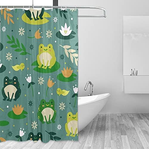טוב יום הולדת צפרדעים חמודות וילון מקלחת עיצוב אמבטיה עיצוב מים אטום למים וילונות מקלחת עם ווים 60x72 אינץ '