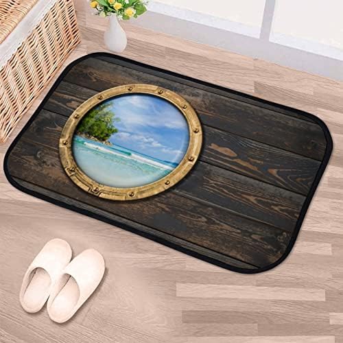 Vantaso דלת אמבטיה רכה שטיח שטיח או ספינה פורטול על קיר עץ 3D איור איור ללא החלקה מחצלות כניסה למצב חדר אמבטיה