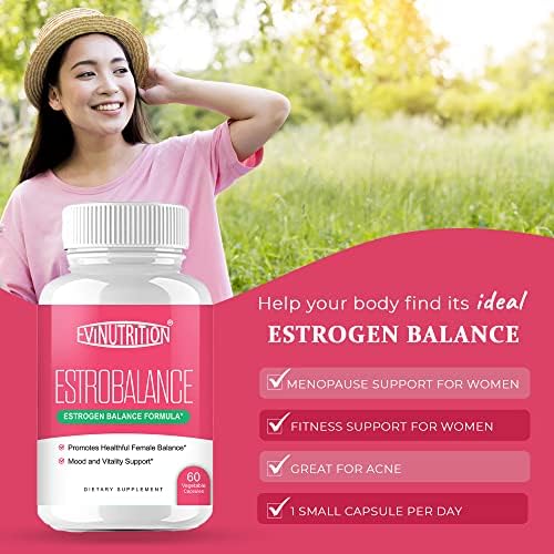 קפסולת estrobalance Evinutrition לנשים - גיל המעבר תמיכה במצב רוח ואנרגיה - משחזר רמות אסטרוגן בריאות