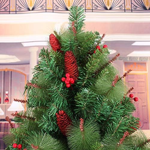 עץ חג מולד מלאכותי של 5ft לא מלאכותי, עץ אשוח של צירים פרימיום עם חרוטים אורנים, פירות יער אדומים,