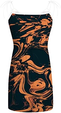 שמלת קיץ של Eyjwdjj לנשים נ 'צוואר נדנדה קלע ספגטי רצועת חוף לבוש חוף טנק פס מזדמן שמלת הדפס חגורת מותניים