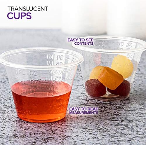 מלאי את הבית שלך 1 גרם כוסות רפואה חד פעמיות - כוסות מדידה פלסטיק ברורות - כוסות רפואה מובלטות לכדורים,