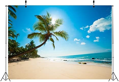 בלקו 12 על 8 רגל בד טרופי חוף רקע טרופי חול חוף עם עצי דקל אוקיינוס קיץ הוואי פטוגרפיה רקע עבור ואאו מסיבת
