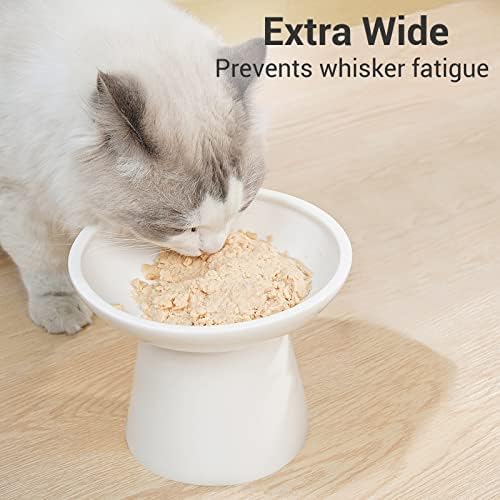 קערות חתול מוגבהות רחבות במיוחד - קערת מזון לחתולים קרמית 6.2& 34; קערות מזון לחתולים מוגבהות צלחת מזון