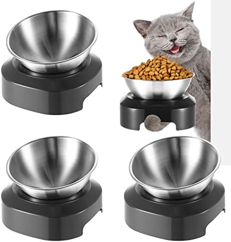 4 יחידות העלה חתול מזון קערות נירוסטה חתול קערות מוגבה מוטה חתול מזון ומים צלחת מתכת אחת חתול קערות 0 ו 15
