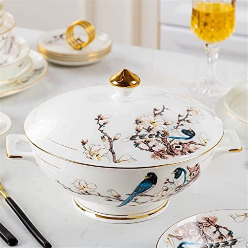 DXMRWJ עצם סין 60 צלחות כלי שולחן צבועות מנות זהב קביעות משק בית מתנה אירופית בהירה