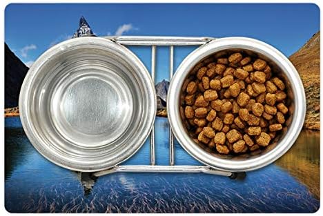מחצלת חיות מחמד של הר שלג למזון ומים, תמונת מטרהורן המשתקפת באגם ריפלסי בשוויץ, מחצלת גומי מונעת החלקה לכלבים