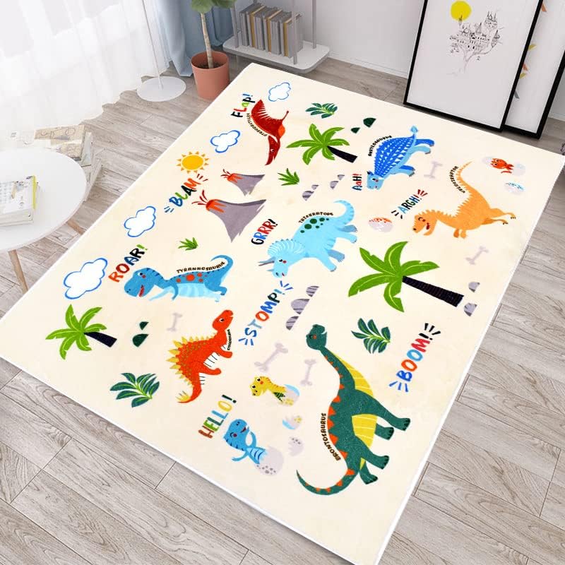 דינוזאור אוסטייד שטיח ילדים 4'X6 ', סופר בעלי חיים רכים סופר אזור שטיח שטיח פלאפי לילדים שטיח חדר שינה זוחל לתינוק