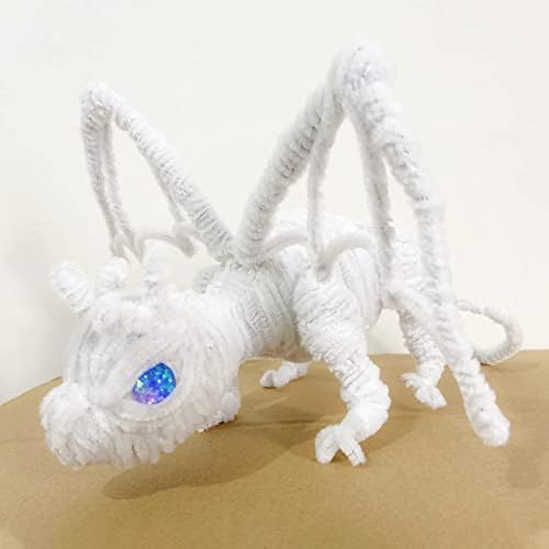 דרקון בעבודת יד 200 חתיכות ניקוי צינורות צבע לבן גבעולי צ'ניל לאמנות DIY קישוטים יצירתיים קישוטי